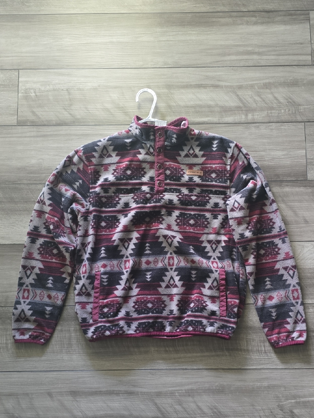 Cinch Aztec Fleece Pullover Jacket - Red & Gray By Cinch XXL 16-18